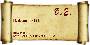 Bakom Edit névjegykártya